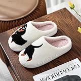 Solutra Hausschuhe Damen Plüsch Winter, Warme Pantoffeln Herren Slippers, Flauschige Weiche Rutschfeste Hauspantoffeln Damen (41/42 EU, Dackel)
