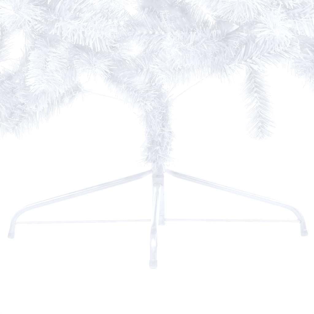Semi albero di Natale artificiale, 240 cm, bianco, con 150 LED, 1050 punte, con sfere e punta, salvaspazio per parete, decorazione festiva