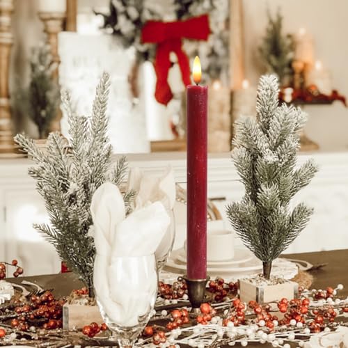 Image of Red Flameless Taper Candles Battery Operated with 6H Timer, Real Wax 3D Wick Flickering LED Taper Candles Dinner Wedding Holiday Decor(6 Pack, 0.78 x 9.64 Inches)