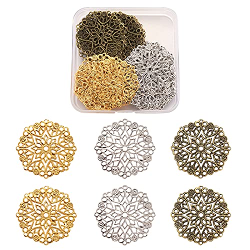 Pandahall 60�� 35.5 x 0.7mm �t���b�g���E���h�A�C�A�� �t�����[ �t�B���O���[ ���b�v�`���[�� �y���_���g �R�l�N�^ �ޗ� �~�b�N�X�J���[ DIY�W���G���[����p