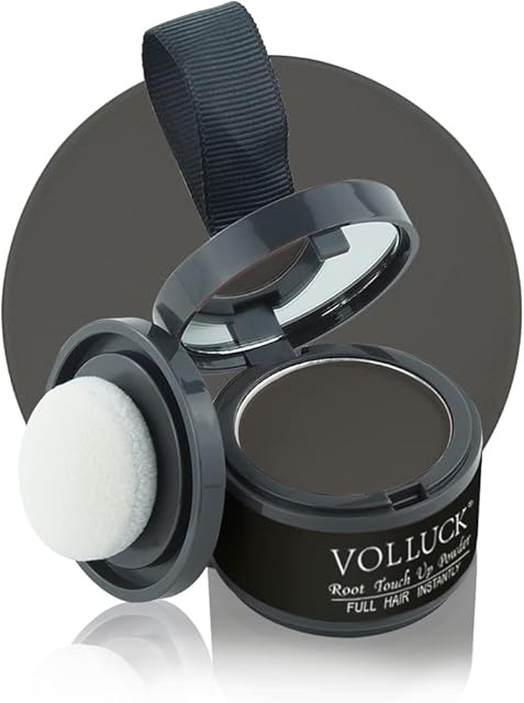 VOLLUCK Root Touch Up Hair Powder Root Cover Up Hairline Shadow Powder Dark Brown for Thinning Hair for Women and Men, Bald Spots, Eyebrows, Beard Line, Dark Blonde (Black)
