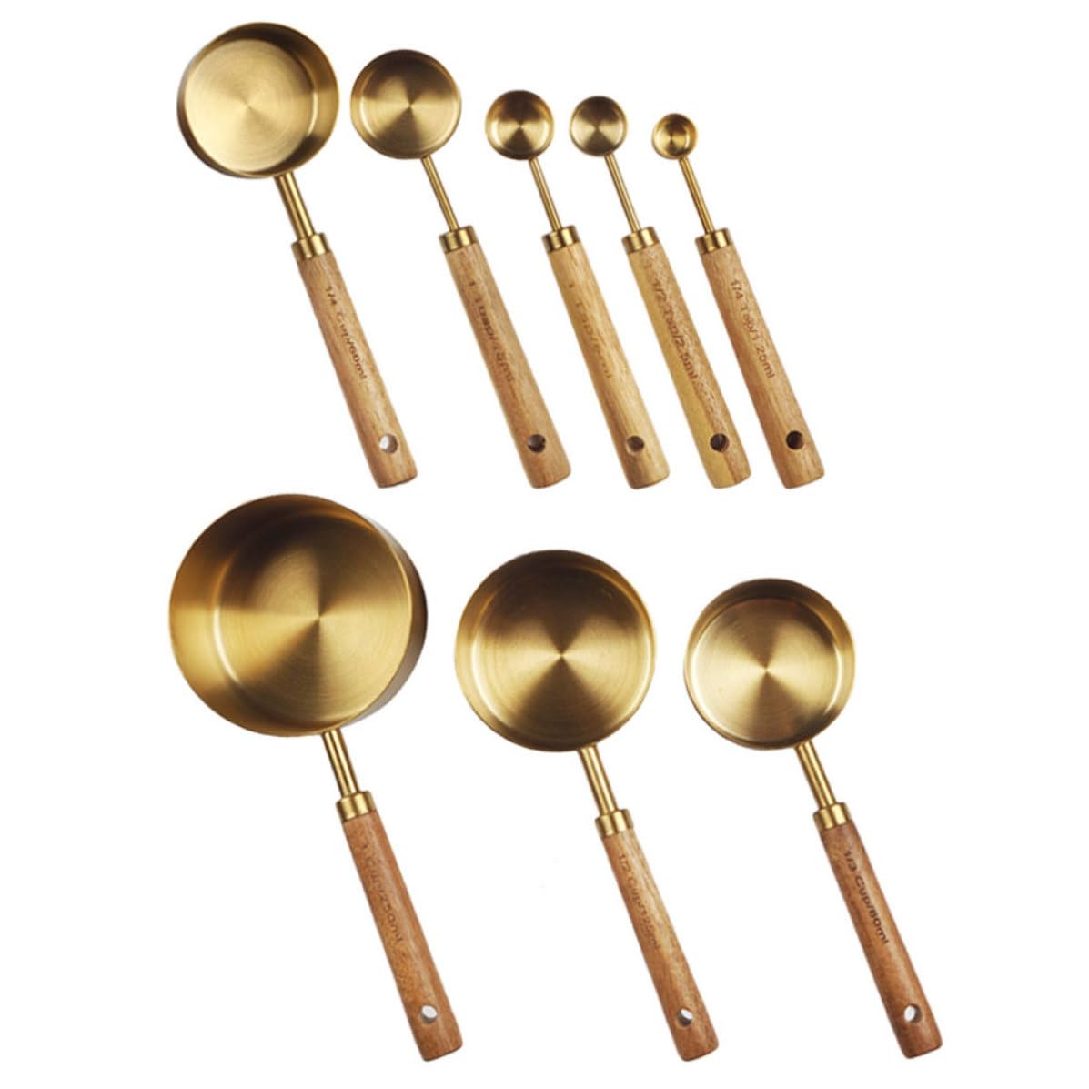 Cucharas medidoras de acero inoxidable de alta calidad y mangos de madera noble Luxshiny