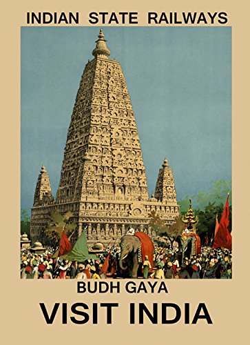 Canvas Budh Gaya Elephant Visit India Travel Tourism Vintage Poster Repro 16" X 22" Image Size ON Canvas