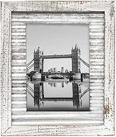 Deco De Ville White 5" x 7" Picture Photo Frame, Rustic Distressed Solid Wood with Real Glass for Wall or Tabletop Display Picture