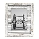 Deco De Ville White 5" x 7" Picture Photo Frame, Rustic Distressed Solid Wood with Real Glass for Wa