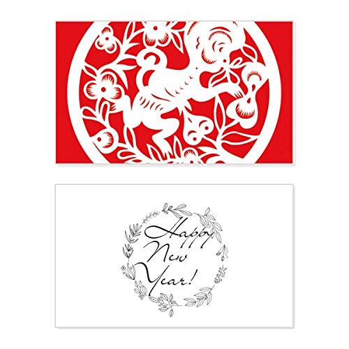 Tarjeta de Año Nuevo con mono troquelado de estilo tradicional chino