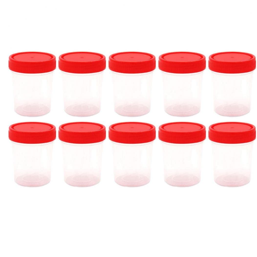 Zonster 10pcs Sterile Container Specimen Containers Sample Bottle Hospital Urine Collection 60ml Sample Bottle, Random, 68x41mm