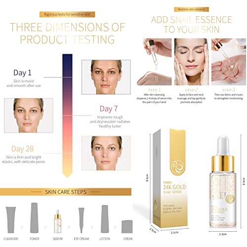 24K Gold Snail Serum, 24K Collagen Booster Serum, Snail 24K Gold Face Serum, Say Goodbye To Wrinkles With 24K Collagen Booster Serum! Face Moisturizer Snail Essence (4Pcs) #TOP6