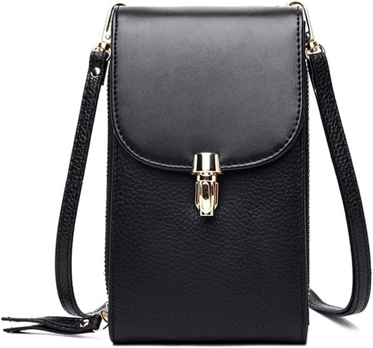 Mobile Phone Bag Women's Messenger Mini All-match Hanging Neck Vertical(Black)