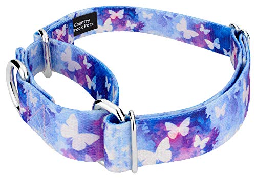 Country Brook Petz - Watercolor Butterflies Martingale Dog Collar And Leash - Animal Collection With 15 Wild Designs (1 Inch, Medium) #TOP3