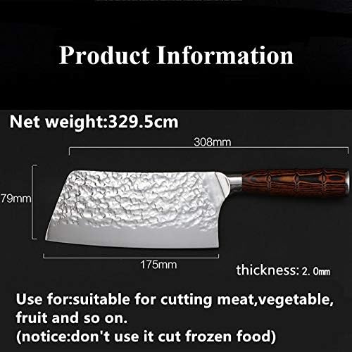 MAYiT Meat Cleaver Knife, 7 inch Stainless Steel Kitchen Knife Chef Knives Meat Cleaver Butcher Knife with Color Wood Handle
