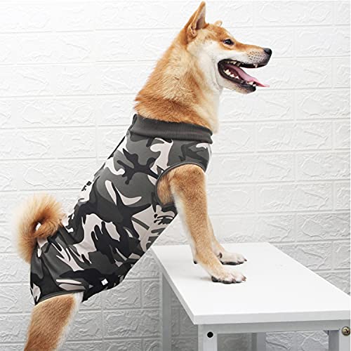Solerconm - Traje de recuperación para perro, ropas quirúrgicas para cachorro, gatito, chaleco postoperatorio, adecuado para heridas o enfermedades de la piel Sevrage(XS, camuflaje) Cover