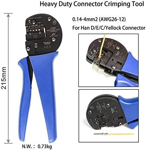 IWS-0540HX Hand Crimper Plier Tools for 0.14mm2-4.0mm2 (AWG26-12) Harting Han D/E/C Connectors with Locator
