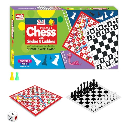 Image of Ankit Toys & Games 2in1 Chess and Snakes & Ladders Deluxe Board Game Premium Multi-Game Set Classic Strategy and Fun Game for Kids and Adults for Ages 6+ (Board Size 46 * 46 Cm)