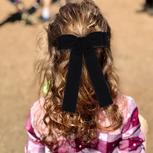 2Pcs Handmade Velvet Bow Hair Clips, Headbands For Women Girls, Elegant Hair Ties Hair Styling Accessories, Hair Band Set, Gifts For Mom, Yoga Outdoor Headdress Decor, Black And White #TOP4