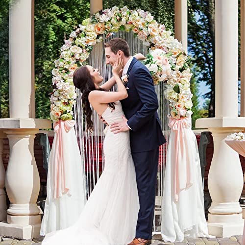 Image of Putros 6FTx2.6FT White Metal Wedding Arch Balloon Backdrop Stand Arched Frame for Ceremony Birthday Party Anniversary Bridal Graduation Decoration