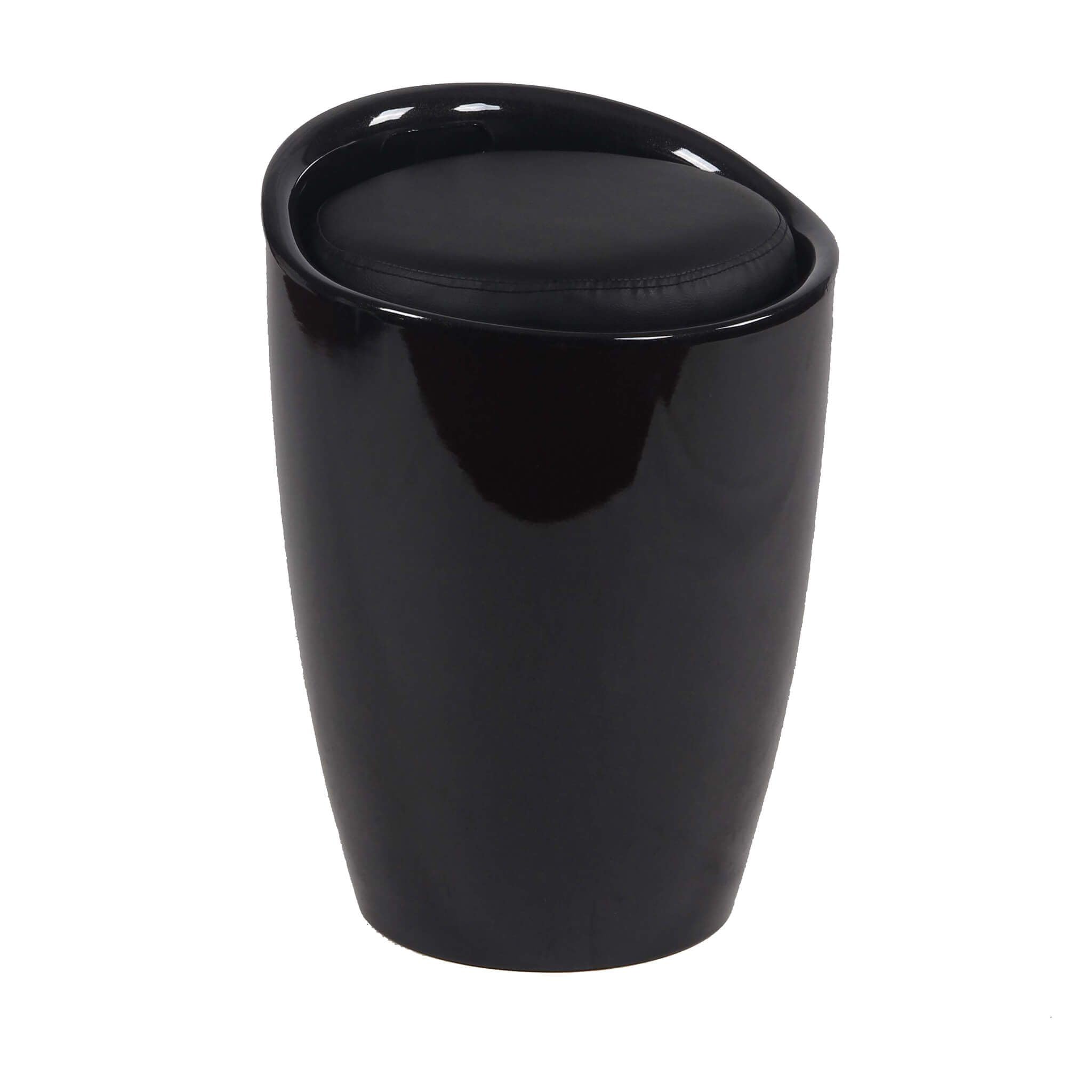 milani home Sgabello Pouf Contenitore in plastica con Cuscino Colore Nero