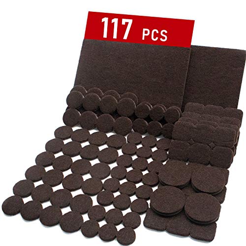 Trenect Furniture Pads 117 Pieces Self Adhesive Assorted Sizes Furniture Felt Pads Noise