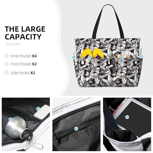 Lilies Flowers Print Beach Pool Bags Tote For Women Ladies Large Gym Tote Carry On Bag For Weekender Travel Waterproof3