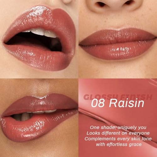 Image of Raisin Honey Lipstick Tinted Lip Balm - Shine Moisturizing Lipstick for Women, Natural Nourishing Hydrating Lip Gloss Stain for Dry Lips, Tint Sheer Lightweight Makeup, Vegan - 1Pc #08 Raisin