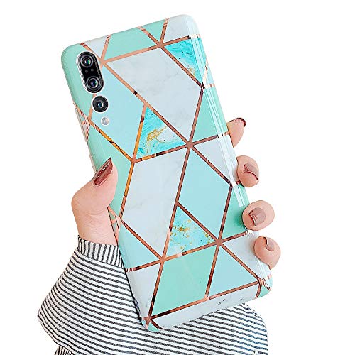Robinsoni Case Compatible with Huawei P20 Pro Cover Silicone TPU Case Marble Mirror Reflection Case Colorful Plating Back Cover Ultra Thin Silicone Bumper Case Marble Case Red