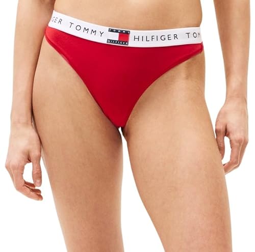 Tommy Hilfiger Women’s Classic Thong with Logo Waistband, Red (Primary Red), S