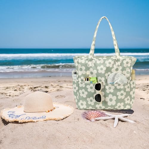 Image of Waterproof Beach Tote Pool Bags for Women Ladies Extra Large Gym Tote Carry On Bag With Wet Compartment for Weekender Travel