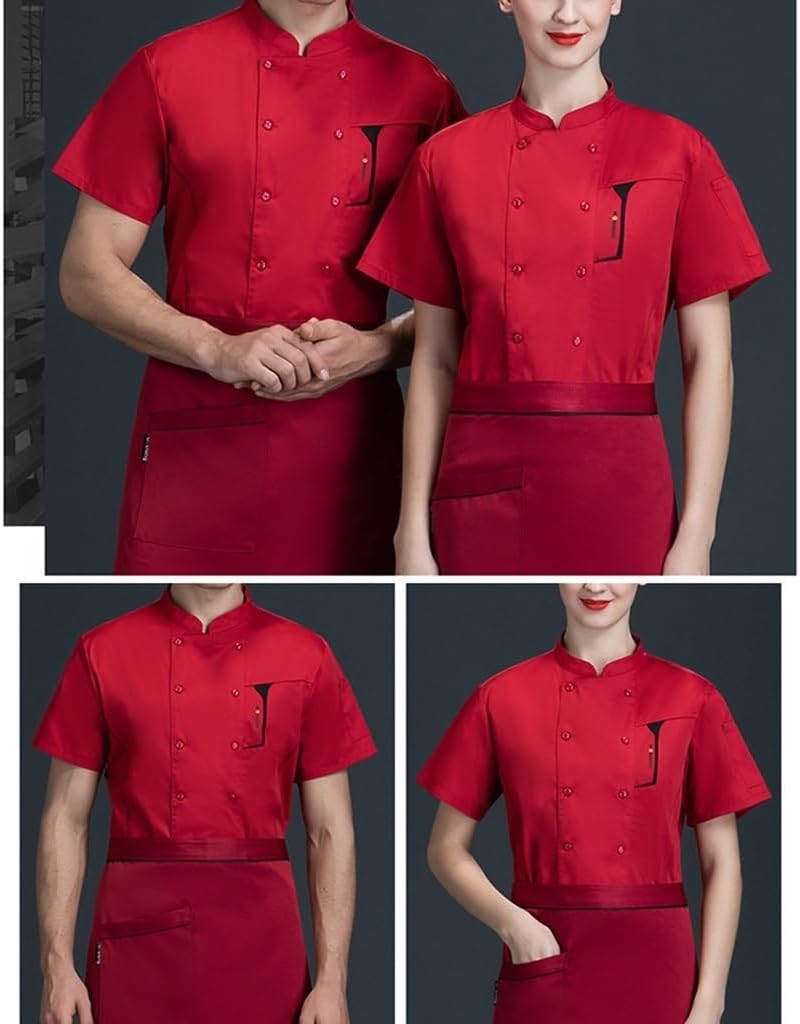 Short Sleeve Unisex Chef Coat Restaurant Kitchen Jacket Cooking Chef Uniform for Men Women Hotel Work Shirts