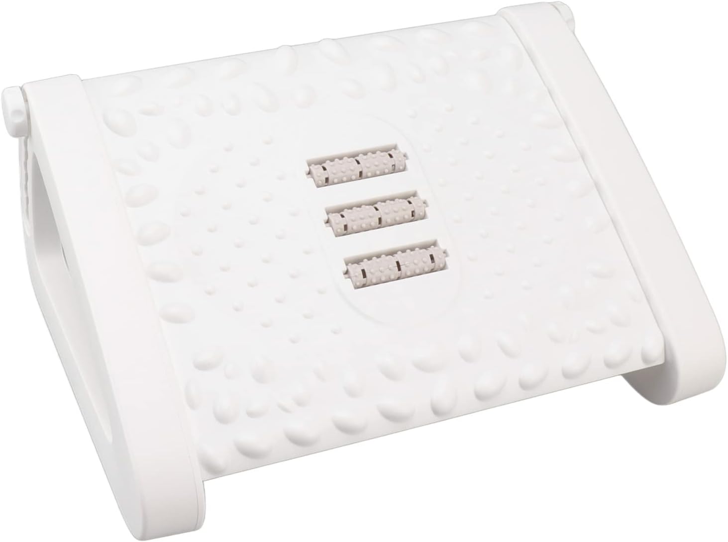 Foot Rest, 6 Height Adjustable Under Desk Footrest Chair Footrest for Leg Rest Ergonomic Feet Stool with Roller for Home Office (White)