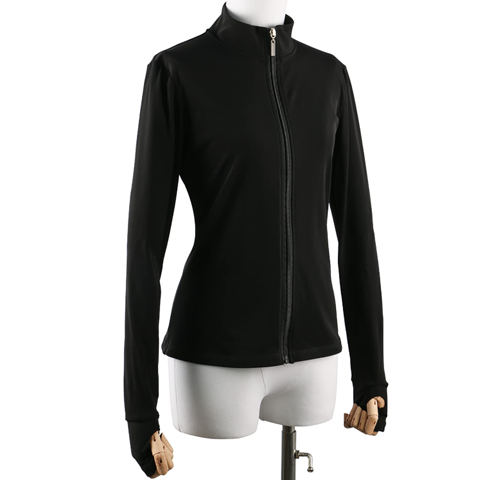 Eiskunstlauf Jacke Damen Mädchen Eislauf Trainings Tops mit Kristalldiamant(Size:l,Color:Jawohlchwarz-Dick)