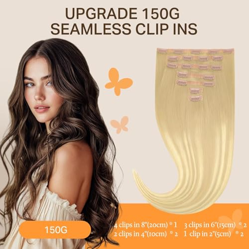 Image of DOORES Invisi Edge Seamless Clip-In Human Hair Extensions - Dirty Blonde Mixed Platinum Blonde, 24 Inch, 7pcs, 160g, Real Straight Natural Hair