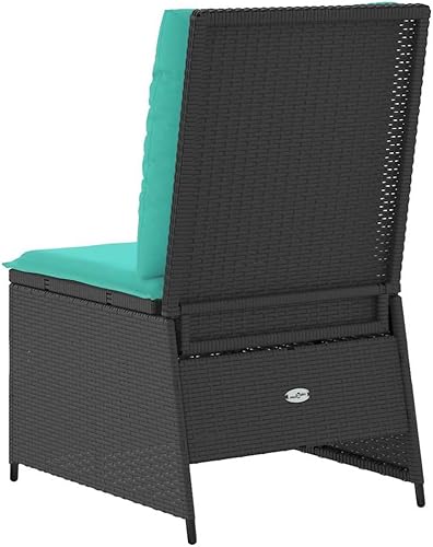Miniatura 7 de Single Reclining Garden Sofa Black Poly Rattan Adjustable Backrest Modern Outdoor Patio Furniture Set Weather Cushion 20.5 inch Seat Ergonomic