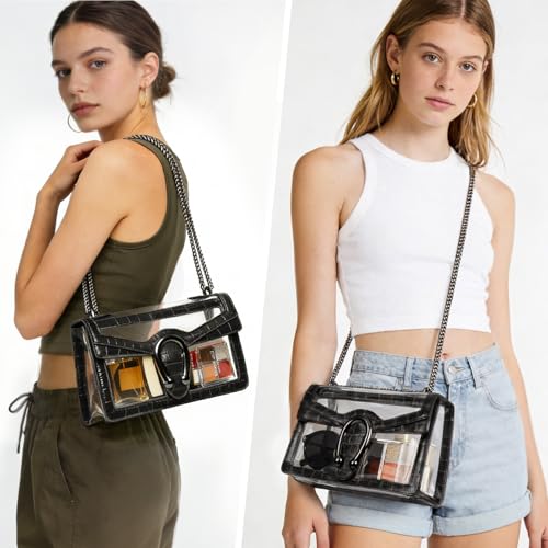 Image of Joryin Women's Stadium Approved Crossbody Bag for Women, Small Clear Bag Shoudler Purse with Chain Strap