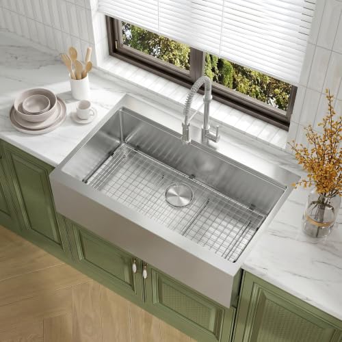 30 Inch Stainless Steel Farmhouse Sink,16-Gauge T304 Stainless Steel Single Bowl Apron Front Kitchen Farm Sink,30'' x 22'' Topmount Farmhouse Sinks with All Accessories