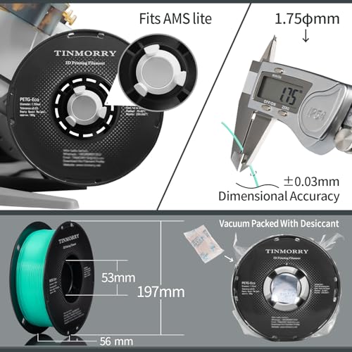 Image of TINMORRY PETG Filament 1.75, Rapid PETG-Eco 3D Printer Filament, Compatible with Most FDM 3D Printers, 1 KG 1 Spool, Mint Green