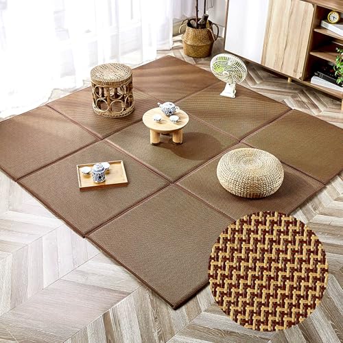 MBBTAG Esterilla de tatami de patchwork, colchón tradicional japonés, combinación libre, grosor de 1,2 cm, ideal para dormir en verano, para dormitorio, gateo y yoga, hecha de junco Igusa(Brown(B),65c