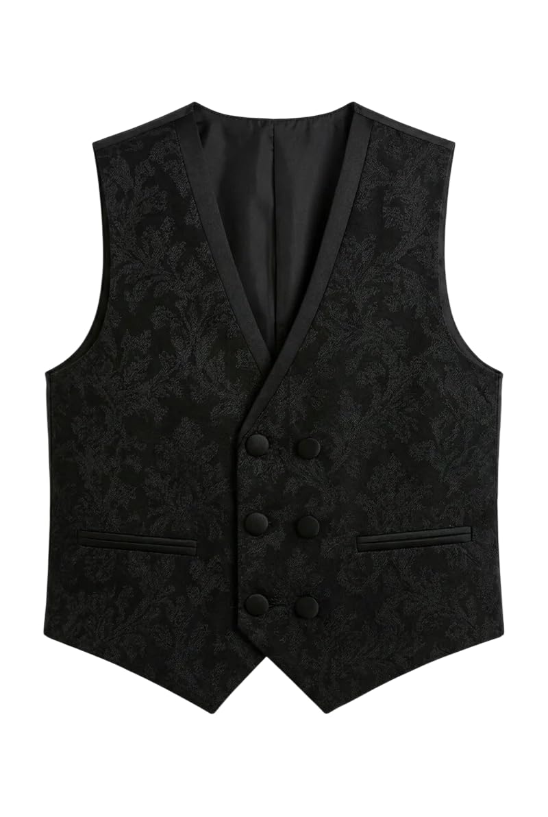 SIRRI Set da 4 Pezzi con Gilet e Cravatta Doppiopetto in Jacquard Paisley per Ragazzi, età 1-16 Anni