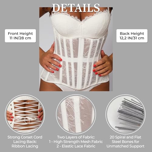Image of Mesh Corset Waist Trainer for Women - Underbust Corset Lace Up - Waist Cincher Shapewear - Body Shaper