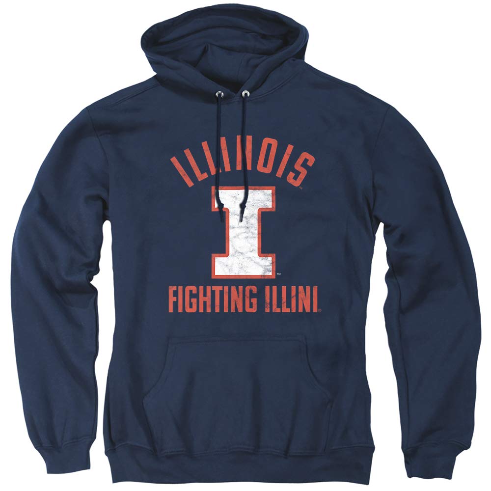 University of Illinois Official UIUC Logo Unisex Adult Pull-Over Hoodie,Navy, X-Large
