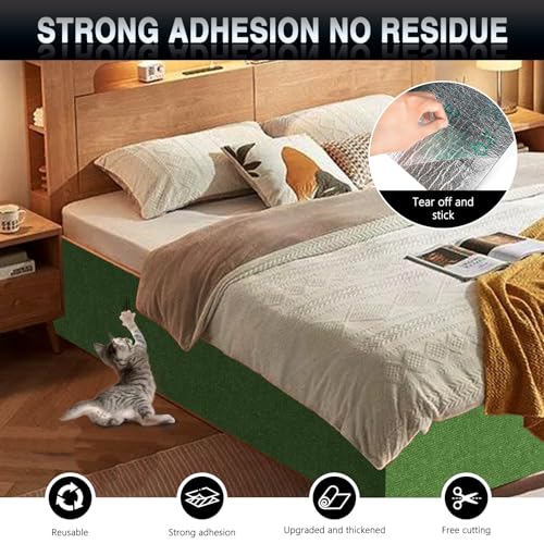 2Pack Total 78.7"x15.8" Cat Scratch Mat for Cat Couch Furniture and Wall Protector | Trimmable Self-Adhesive Carpet Climb Cat Scratcher for Covering Cat Tower and Replacement Pads (Green) by ZLAFM - Image 4