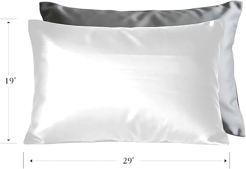 Miniatura 3 de Funda de almohada 100% seda de morera para cabello y piel, lujosa funda de almohada de seda pura de doble cara, 29 x 19 pulgadas, 1 unidad (blanco)