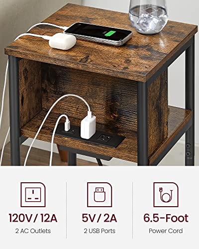 Vasagle ULET373B01 Side Table With Charging Station, 3-Tier End Table With Usb Ports And Outlets, Nightstand For Living Room thumb #3