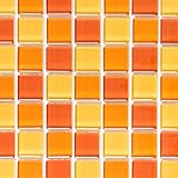 Bogengröße: 327x302 mm Mosaik Fliese Transluzent gelb orange rot Glasmosaik Crystal gelb orange rot für WAND BAD WC DUSCHE KÜCHE FLIESENSPIEGEL THEKENVERKLEIDUNG BADEWANNENVERKLEIDUNG Mosaikmatte Mosaikplatte