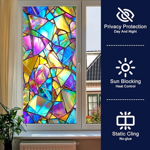 Película decorativa de ventana vidriera BlissYard 17.7 x 39.3 pulg miniatura 2