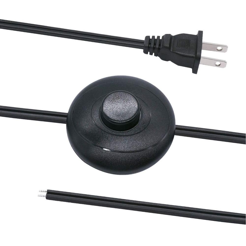 HOBBYIN Foot Switch, Floor Foot Inline Pedal Push Switch with Wire Plug Round Lamp Light Foot Control Footswitch (1.8m Cable)