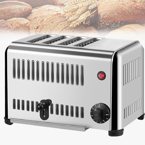 Aioneer Tostadora Comercial De Acero Inoxidable De 2240 W con Apertura Manual Y Ranuras Extra Anchas, Ideal para Restaurantes Y Hogar, Capacidad para 6 Rebanadas.-4slice