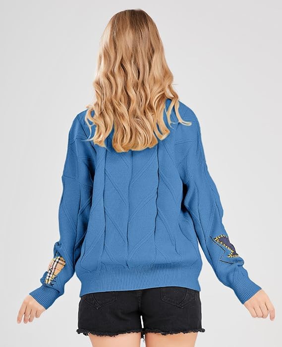 Image of utcoco Womens Open Front Cardigan Cable Knit Long Sleeve Button Down Embroidery Cardigan Sweaters