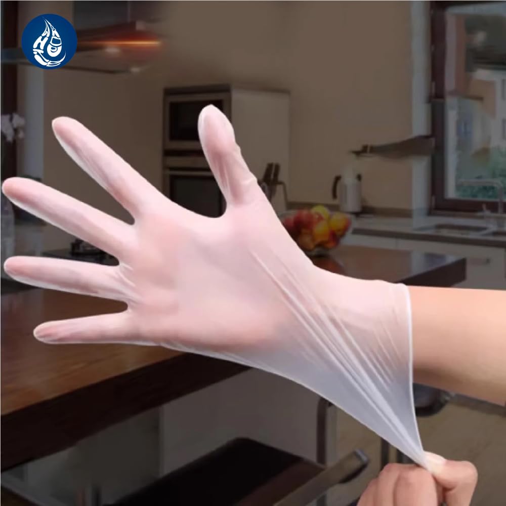 50 guantes de plástico transparente desechables seguros para alimentos, guantes de peluquería, guantes de vinilo, guantes de trabajo para servicio de alimentos, cocina, limpieza,