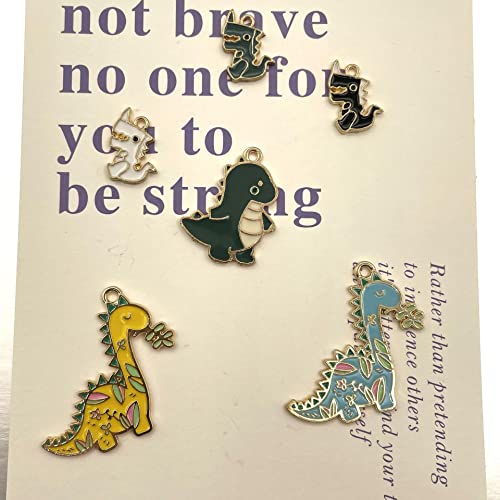 16Pcs Small Large Dinosaur Charms Mens Jewelry Making Supplies Funny Charms Dinosaur Pendants Charms Enamel 18K Gold Charms Cool Jewelry Making Charms For Girls Diy Crafts Cute Charms Green Dinosaur #TOP2