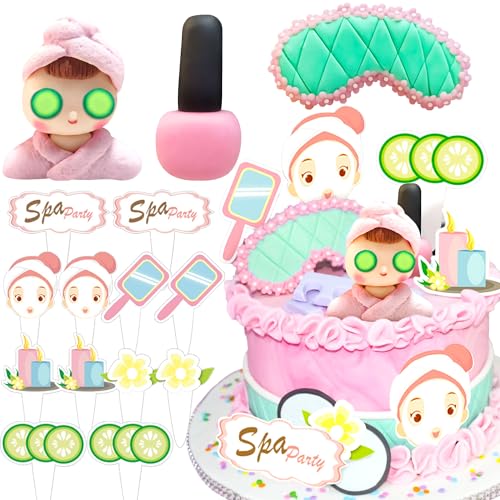 LaVenty Spa Party Cake Topper Spa Party Cake Decoration Eye Mask Cake Topper Spa Party Supplies Spa Party Favors Spa Party Cupcake Toppers Nail polish Cake Topper